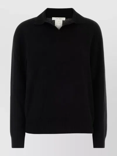 The Row Cashmere Oashi Knit Polo Shirt In Black