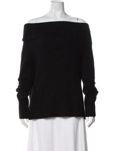 Pre-owned The Row Cashmere Off-the-shoulder Sweater In Black