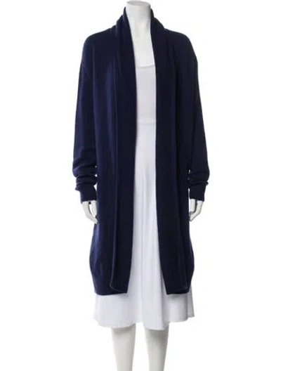 Pre-owned The Row Cashmere Open Front Sweater In Blue
