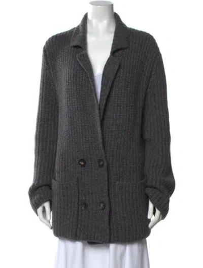 Pre-owned The Row Cashmere Open Front Sweater In Gray