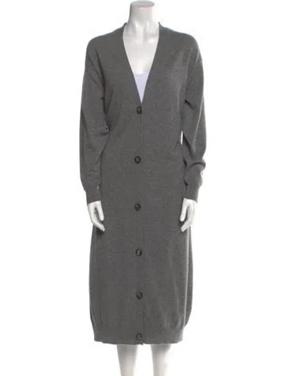 Pre-owned The Row Cashmere Plunge Neckline Sweater In Gray