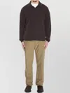 The Row Cashmere Polo Sweater Buttonless Placket In Brown