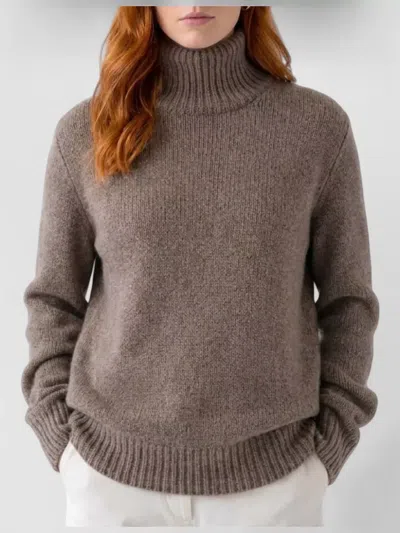 The Row Cashmere Ribbed Turtleneck Sweater In Gray