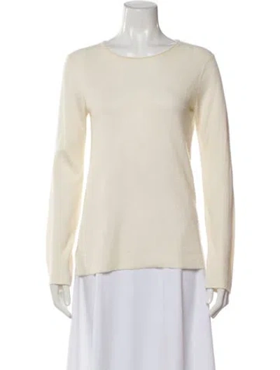 Pre-owned The Row Cashmere Scoop Neck Sweater In White