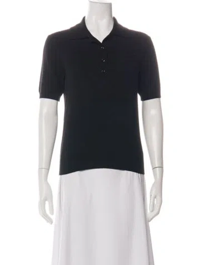 Pre-owned The Row Cashmere Short Sleeve Polo In Black