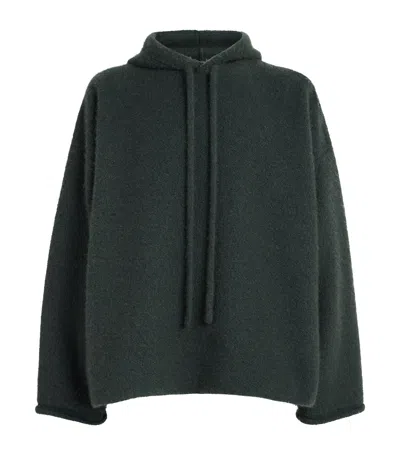 The Row Cashmere-silk Terry Hoodie In Green