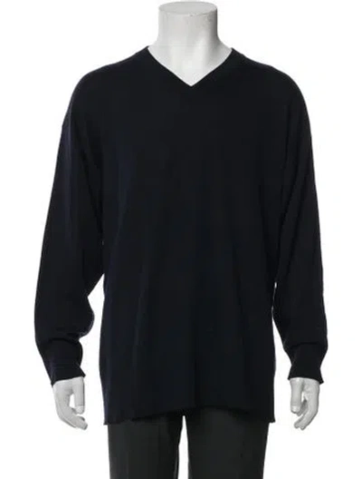 Pre-owned The Row Cashmere V-neck Pullover In Blue
