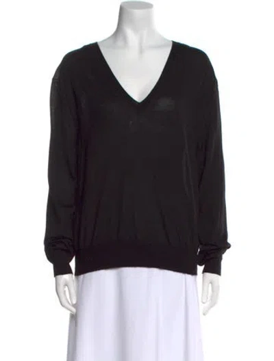 Pre-owned The Row Cashmere V-neck Sweater In Black