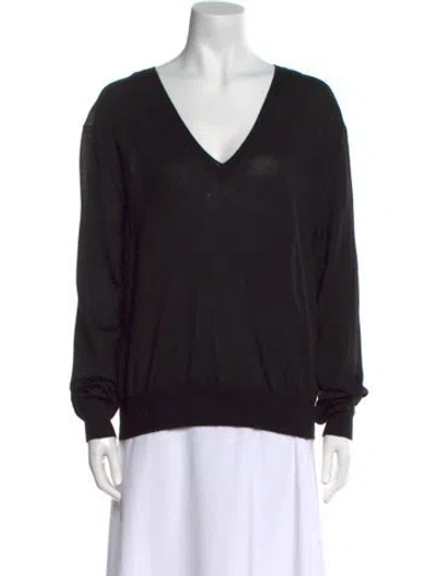Pre-owned The Row Cashmere V-neck Sweater In Black