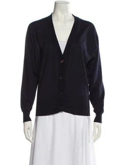 Pre-owned The Row Cashmere V-neck Sweater In Blue