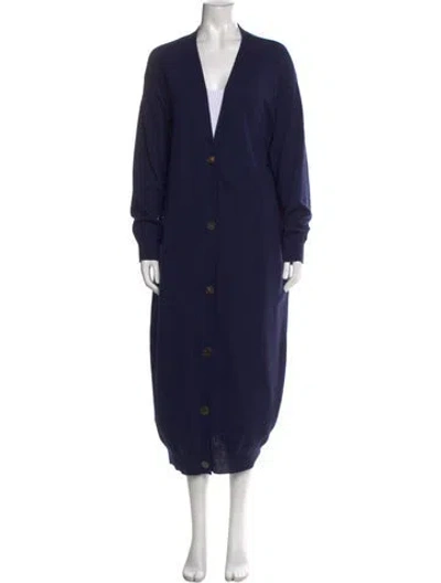 Pre-owned The Row Cashmere V-neck Sweater In Blue