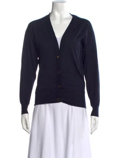 Pre-owned The Row Cashmere V-neck Sweater In Blue