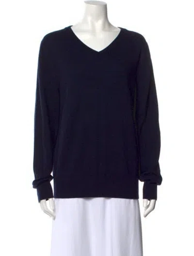 Pre-owned The Row Cashmere V-neck Sweater In Blue