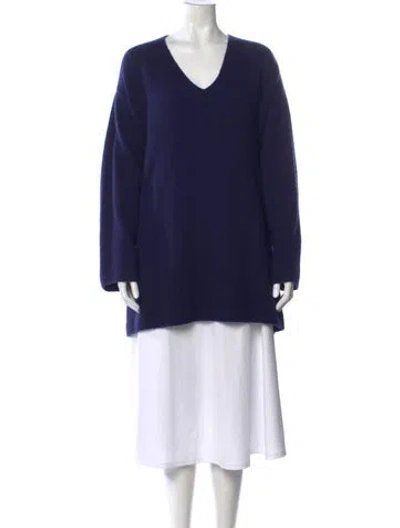 Pre-owned The Row Cashmere V-neck Sweater In Blue