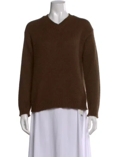 Pre-owned The Row Cashmere V-neck Sweater In Brown