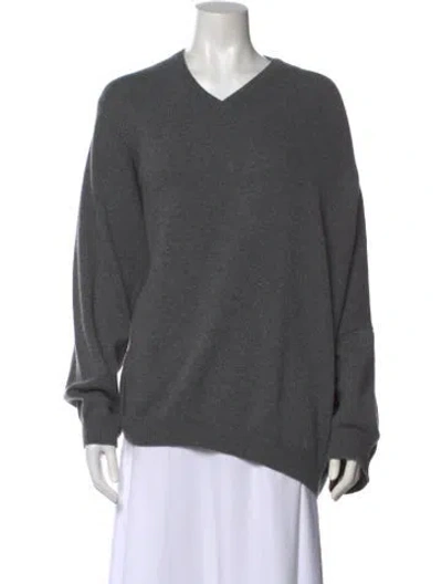 Pre-owned The Row Cashmere V-neck Sweater In Gray