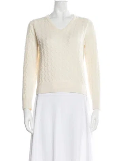 Pre-owned The Row Cashmere V-neck Sweater In Neutrals
