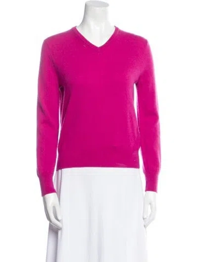 Pre-owned The Row Cashmere V-neck Sweater In Pink