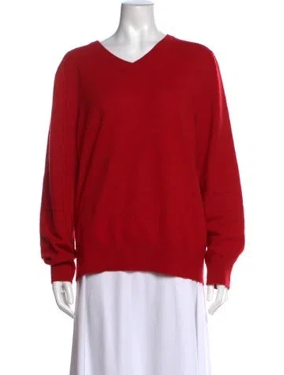 Pre-owned The Row Cashmere V-neck Sweater In Red