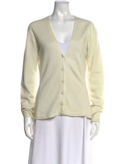Pre-owned The Row Cashmere V-neck Sweater In Yellow