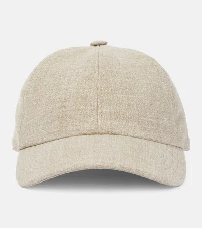 The Row Caspian Silk, Linen, And Wool Baseball Cap In Braun