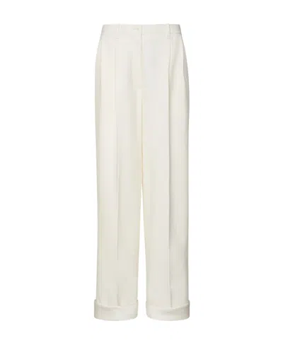 The Row Cassandro Wool Casual Pants In White
