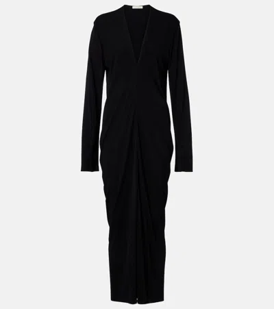 The Row Cassin Draped Maxi Dress In Black