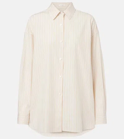 The Row Caster Oversized Striped Cotton-poplin Shirt In Off-white