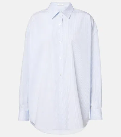 The Row Caster Striped Cotton Poplin Shirt In White