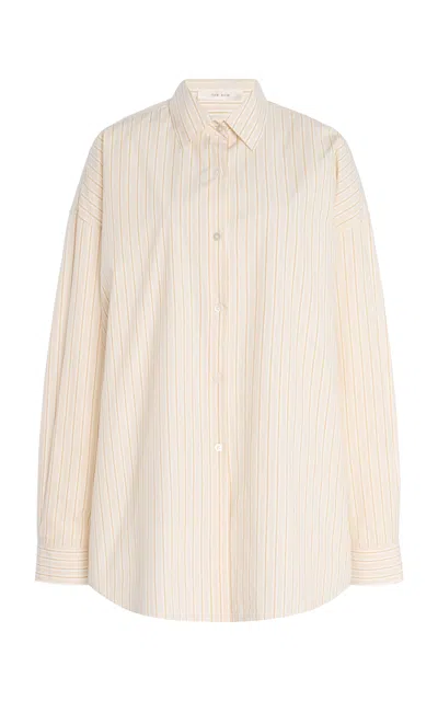 The Row Caster Striped Cotton Shirt In Multicolor