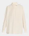 The Row Caster Striped Cotton Shirt In Beige  Orange