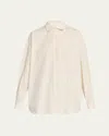 The Row Caster Striped Cotton Shirt In Beige  Orange