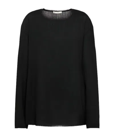 The Row Cattaleya Soft Wool Tailoring Top In Black