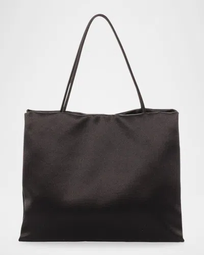 The Row Cecily Mini Tote Bag In Soft Satin In Black
