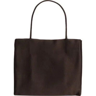 The Row Cecily Silk Shopper In Brown
