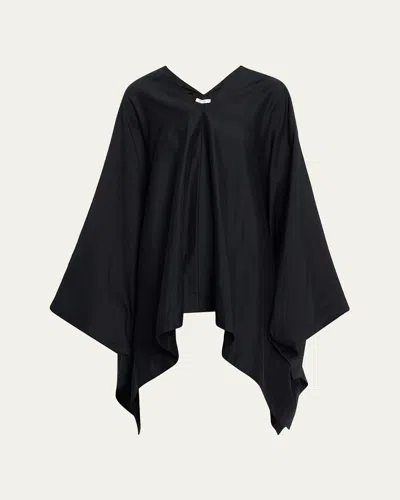 The Row Cedar Handkerchief Poncho Top In Black