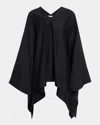 The Row Cedar Cotton And Silk Blend Poncho In Black