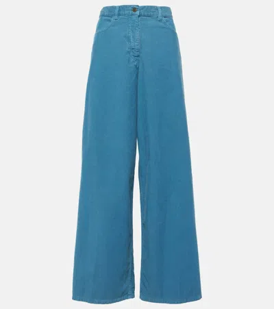The Row Chan Cotton Corduroy Wide-leg Pants In Light Blue
