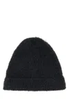 The Row Charcoal Cashmere Blend Beanie Hat In Black