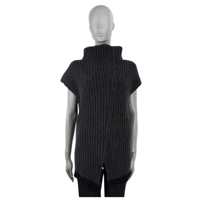 Pre-owned The Row Charcoal Cotton 2021 Damiano Boucle Sleeveless Turtleneck Sweater S In Black