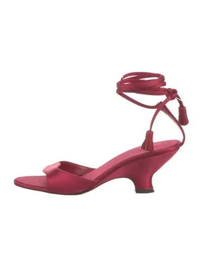 Pre-owned The Row Charlotte Satin Slingback Sandals In Burgundy