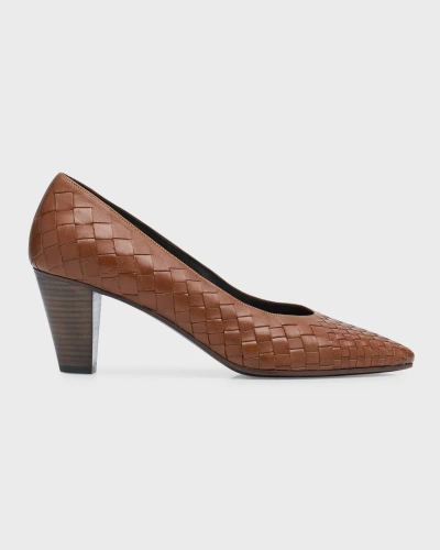 The Row Charlotte Woven Leather Pumps In Brown