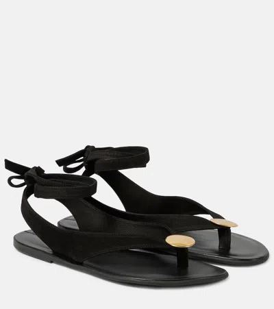 The Row Charm Leather Thong Sandals In Black