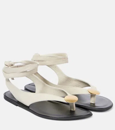The Row Charm Leather Thong Sandals In Grbl Greige/black