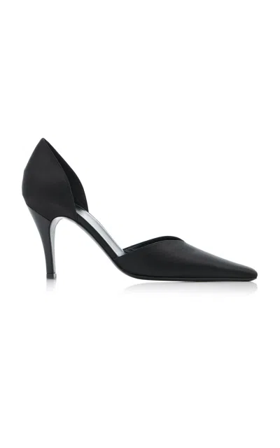 The Row Chiara Satin D'orsay Pumps In Black