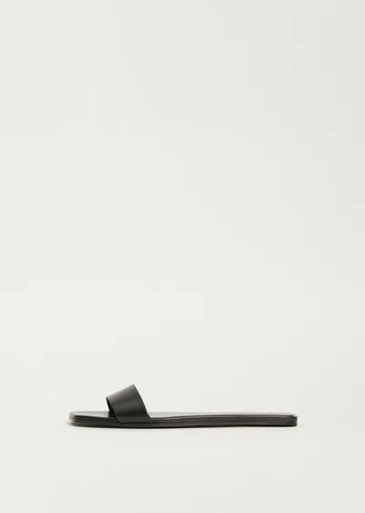 The Row Black Lambskin Flat Sandals In Black Blk