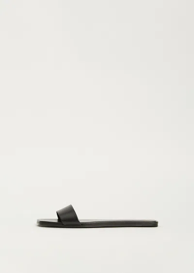 The Row Black Lambskin Flat Sandals In Blk Black