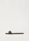 The Row Signum Flat Leather Slide Sandals In Brasil Brs