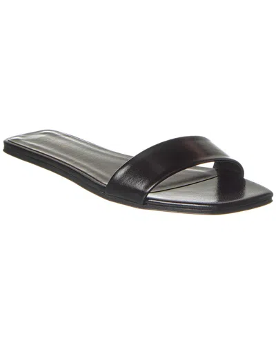 The Row Chocolate Leather Flat In Black