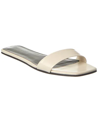 The Row Chocolate Leather Flat In White
